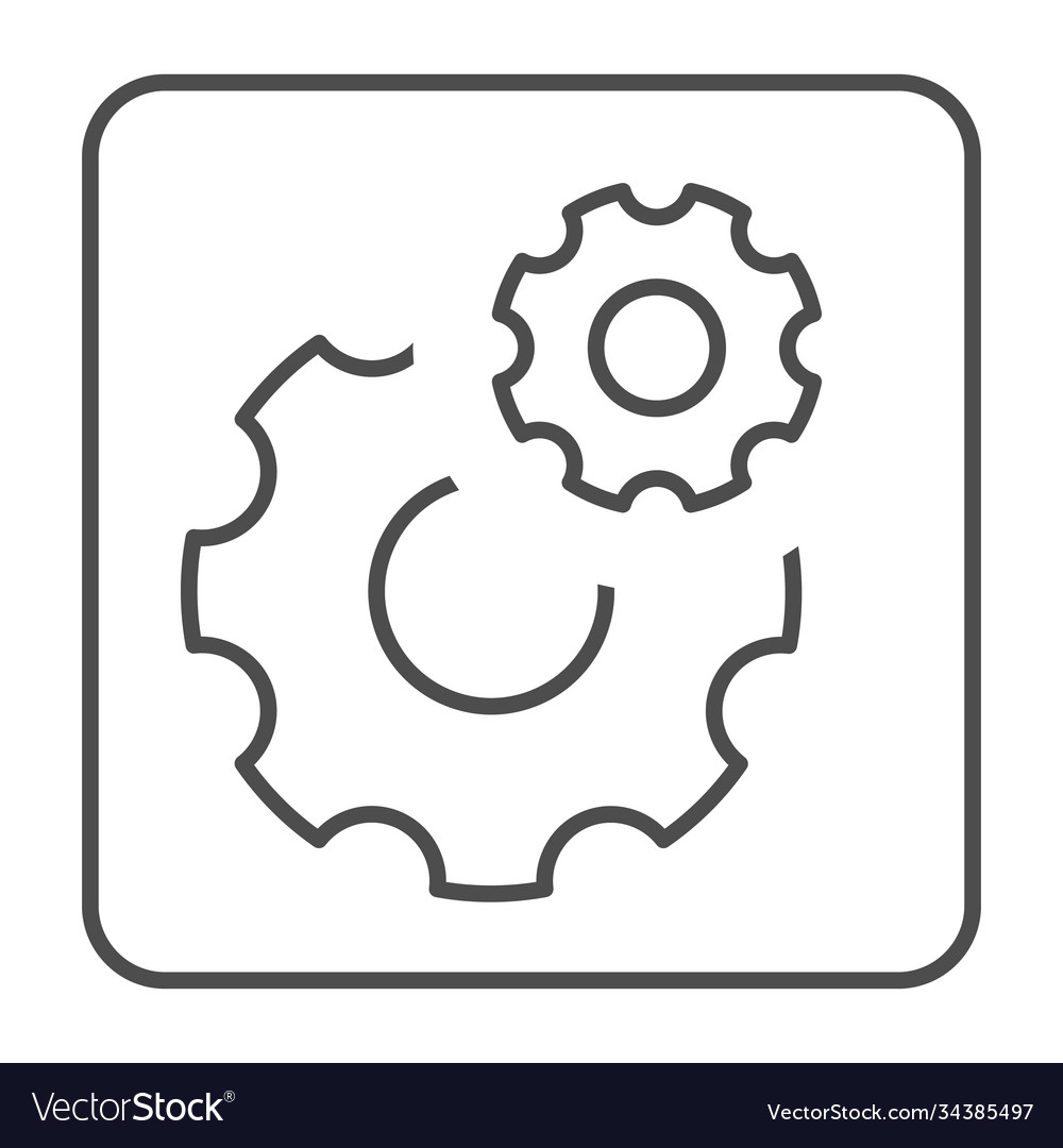 Gears thin line icon robotization concept two