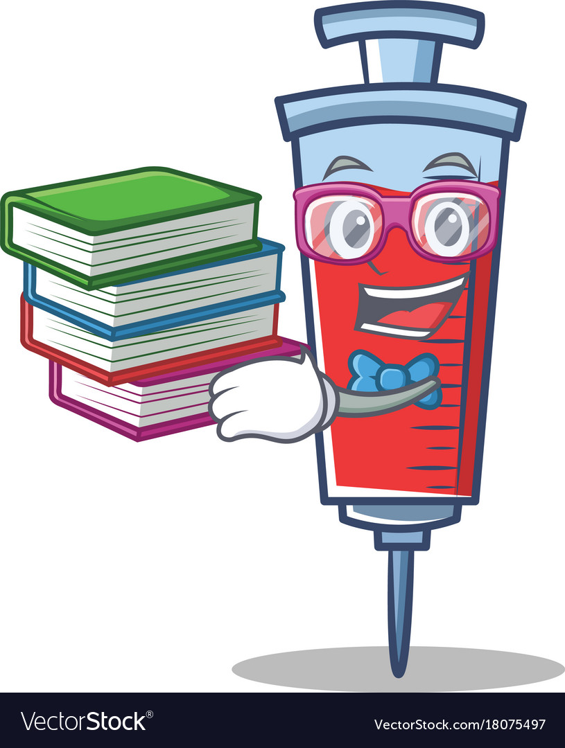 Geek syringe character cartoon style