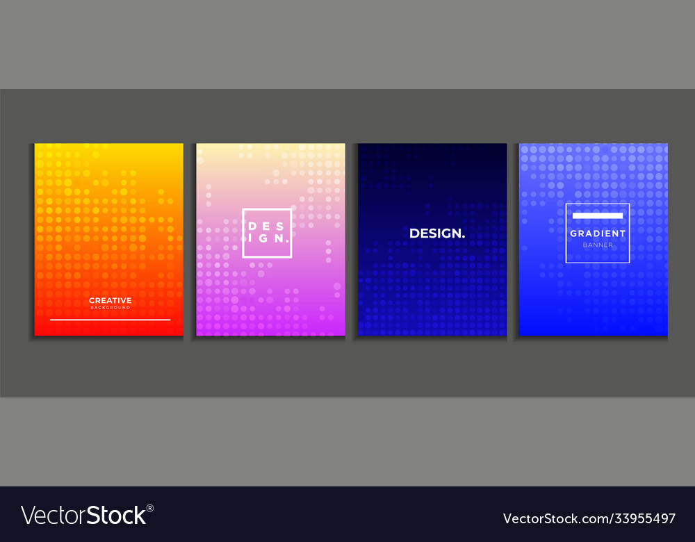Gradient poster background set with halftone vector image Gradient poster background set with halftone