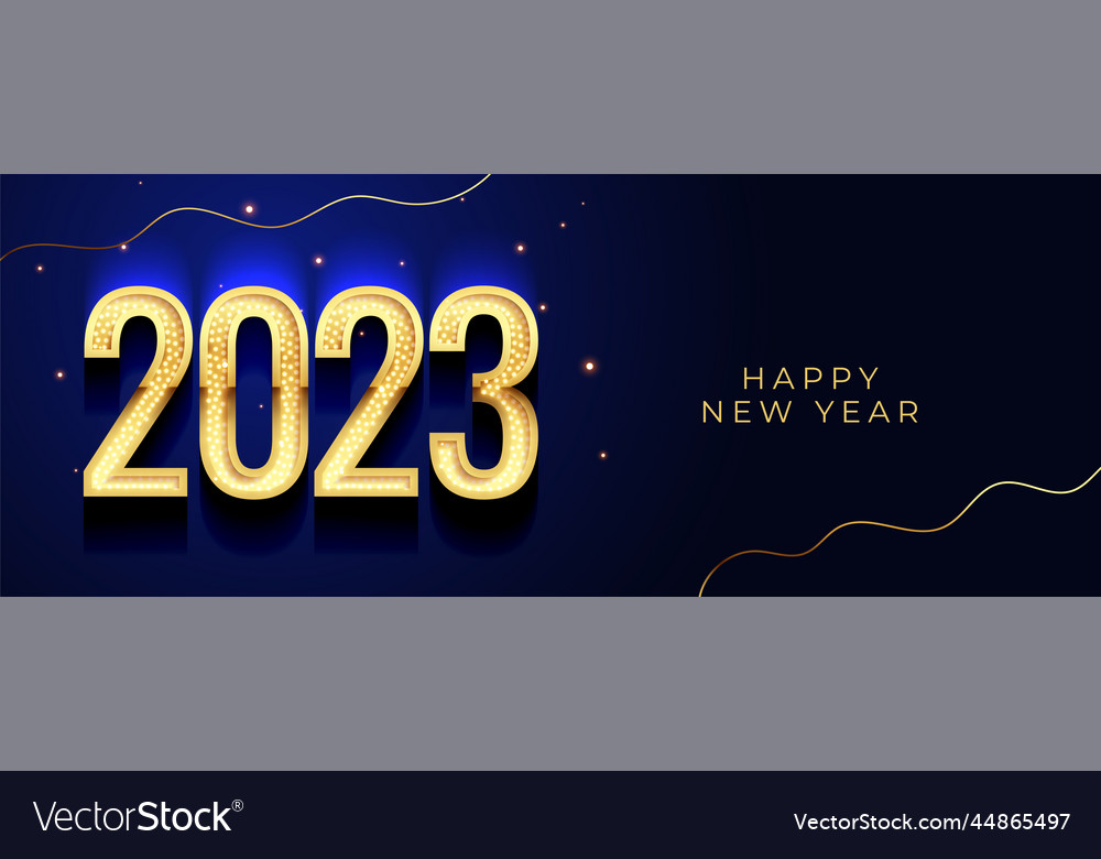 Happy new year holiday banner with golden 2023 Vector Image