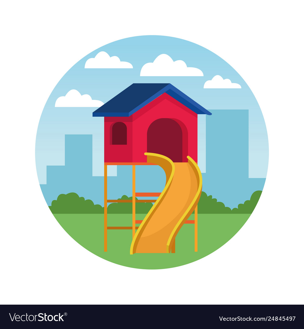House with swing playground game vector image House with swing playground game