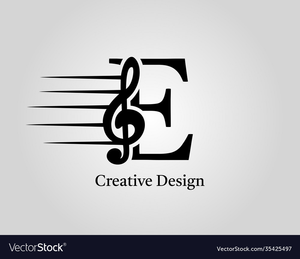 Key note e letter logo music note on initial e Vector Image