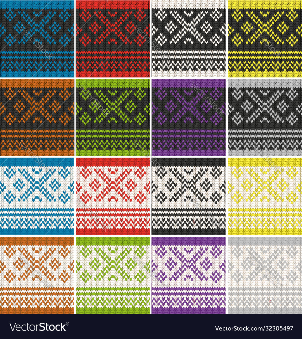 Knitted wool pattern color threads vector image Knitted wool pattern color threads