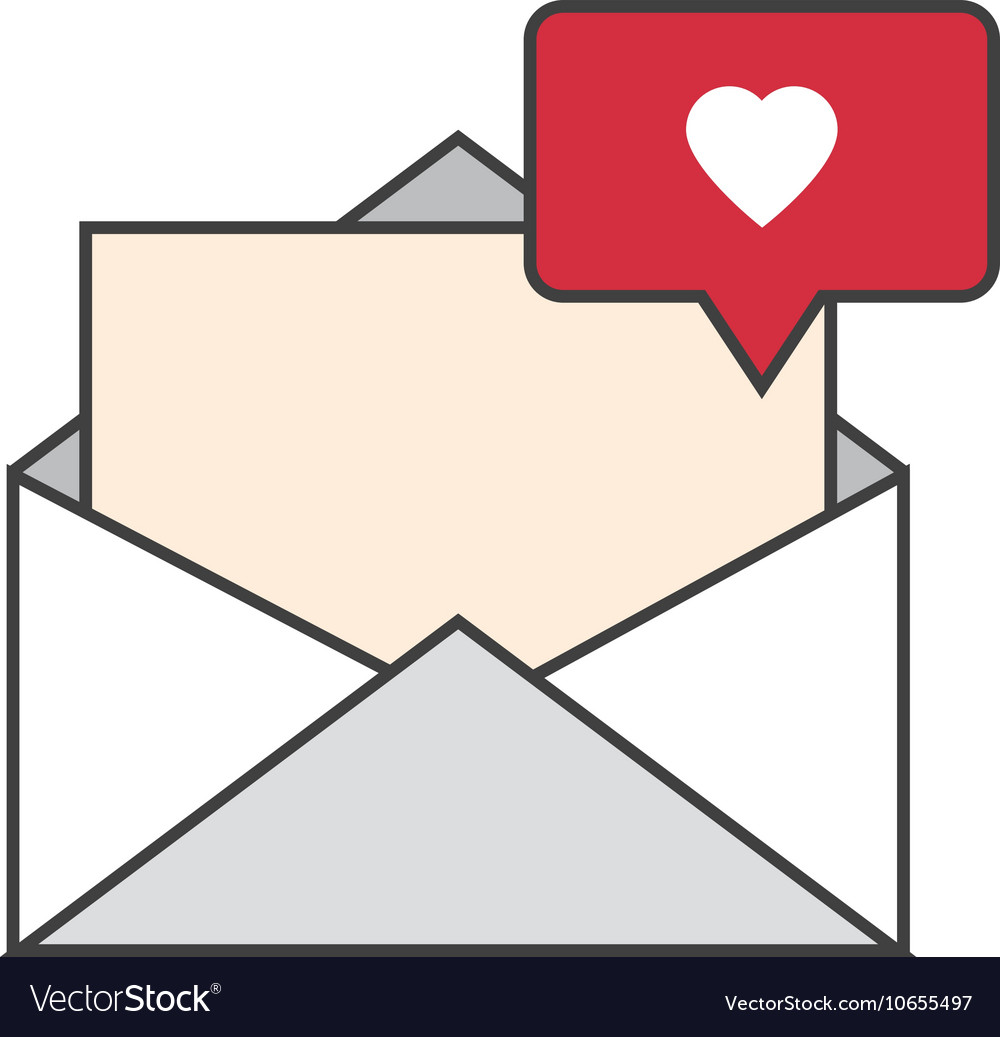 Message envelope and heart notification icon