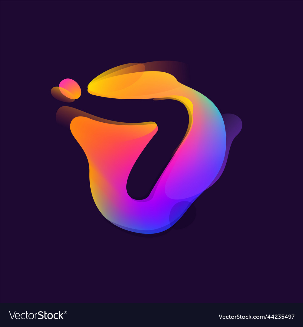 Number seven logo in multicolor gradient blot Vector Image