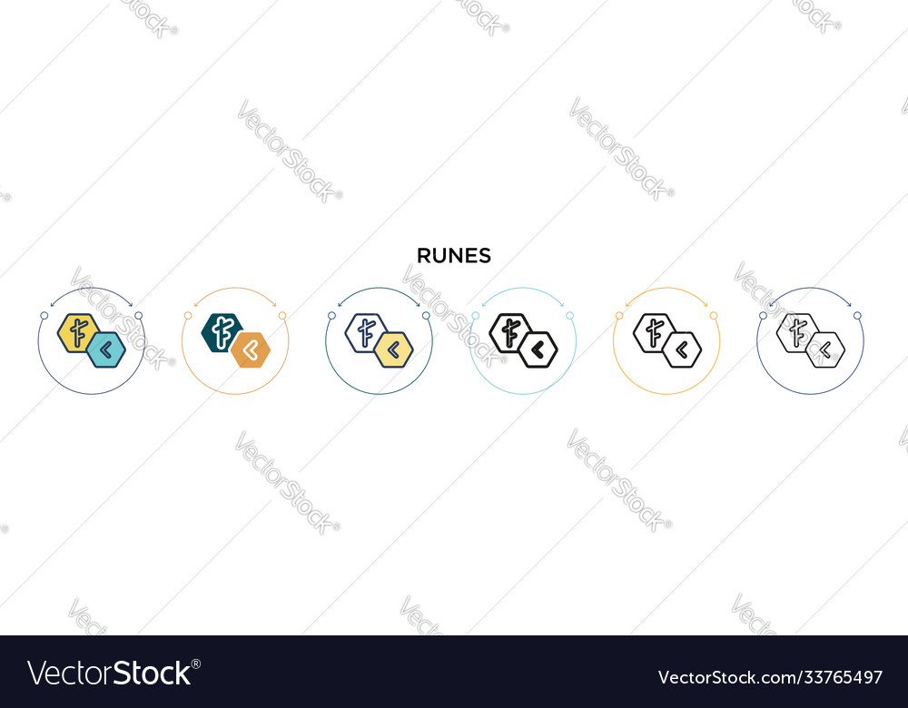 Runes icon in filled thin line outline and stroke