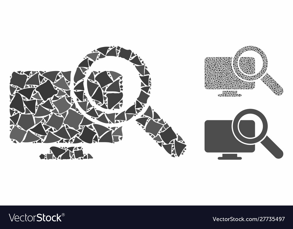Search computer composition icon raggy items vector image Search computer composition icon raggy items
