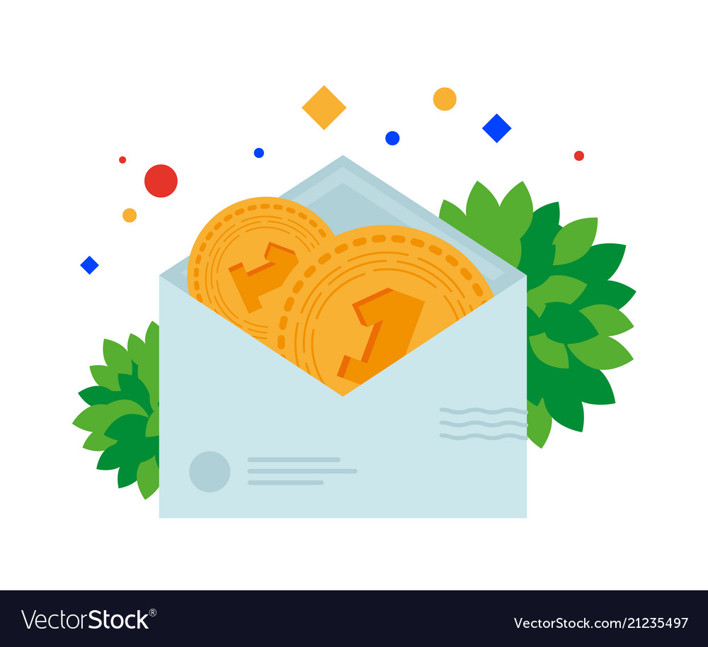 Sending money by mail in an envelope vector image Sending money by mail in an envelope