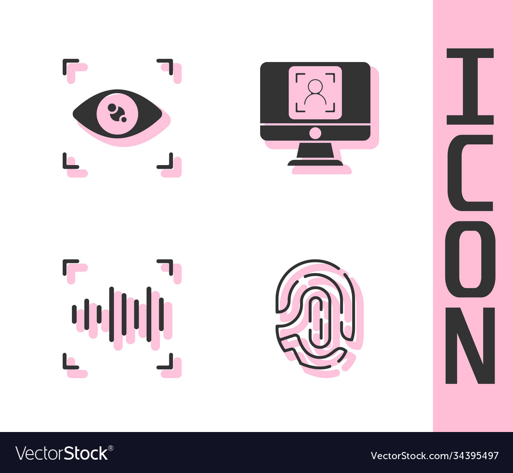 Set fingerprint eye scan voice recognition vector image Set fingerprint eye scan voice recognition