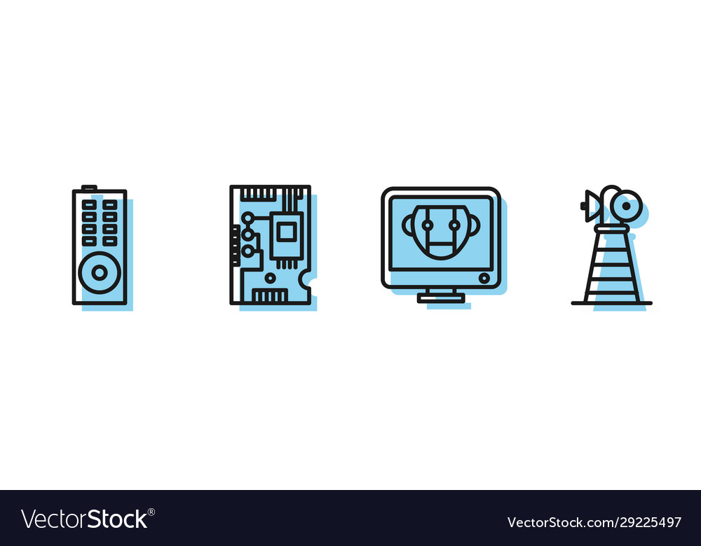 Set line bot remote control electronic computer vector image Set line bot remote control electronic computer