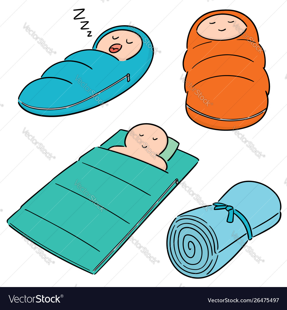Set sleeping bag Royalty Free Vector Image VectorStock