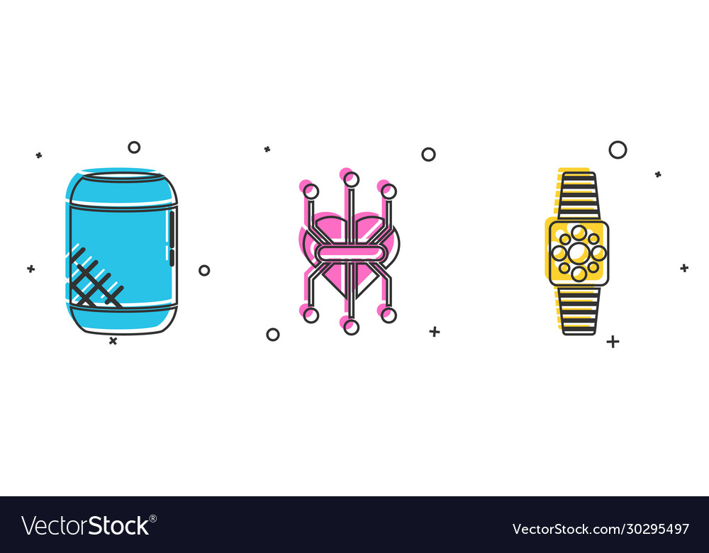 Set voice assistant processor and smartwatch icon vector image Set voice assistant processor and smartwatch icon