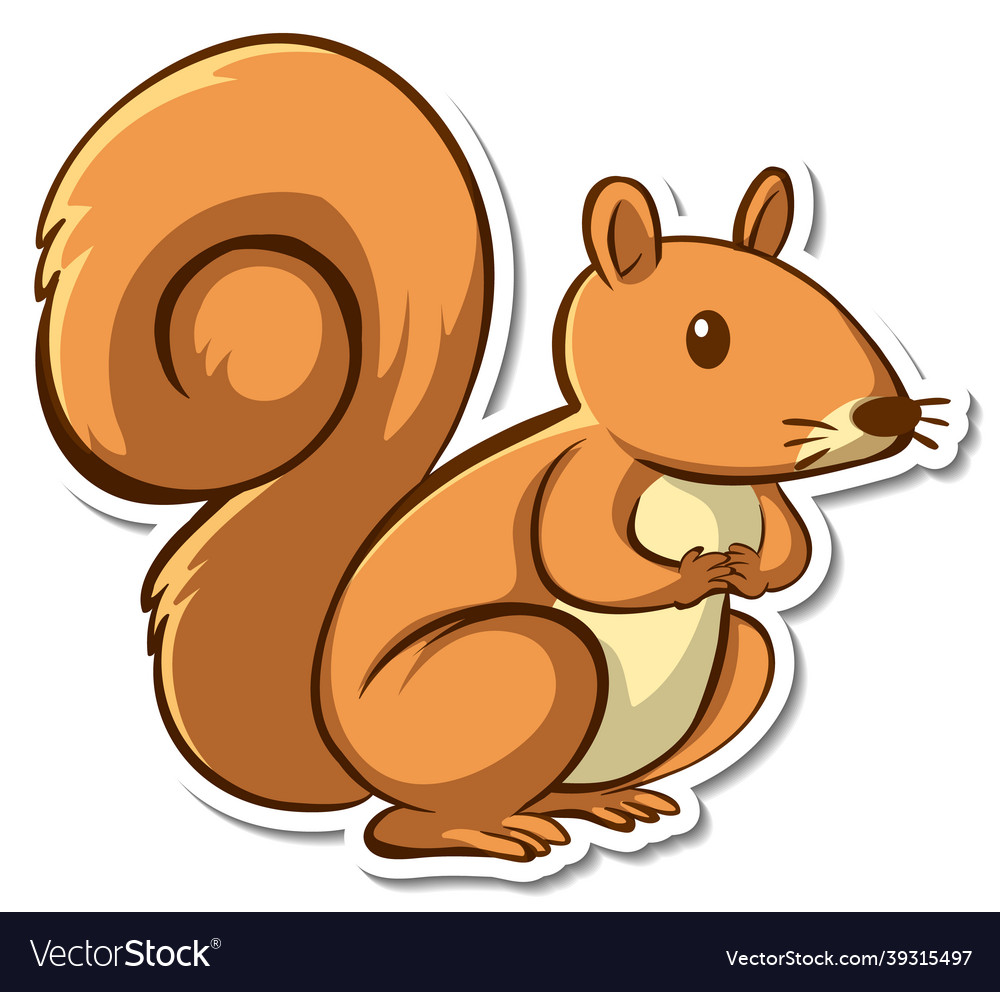 Sticker design with cute squirrel isolated Vector Image