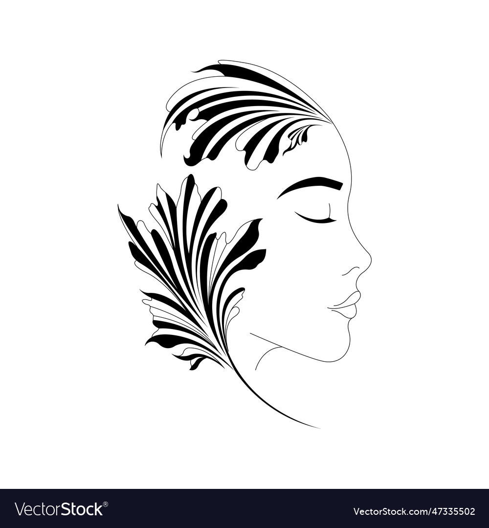 Beautiful profile of a girl with closed eyes vector image Beautiful profile of a girl with closed eyes