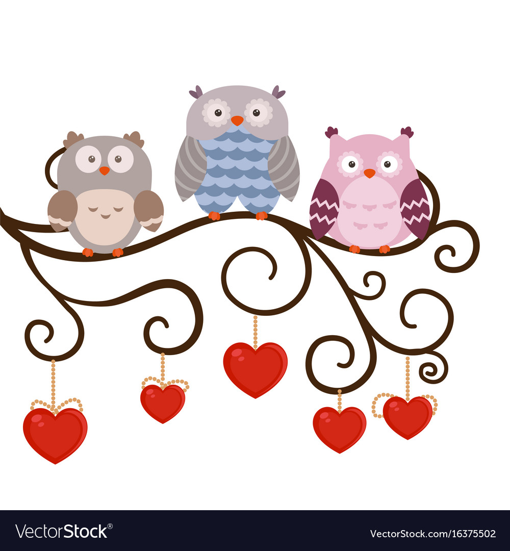 Cartoon owl sitting on the branch owl Royalty Free Vector