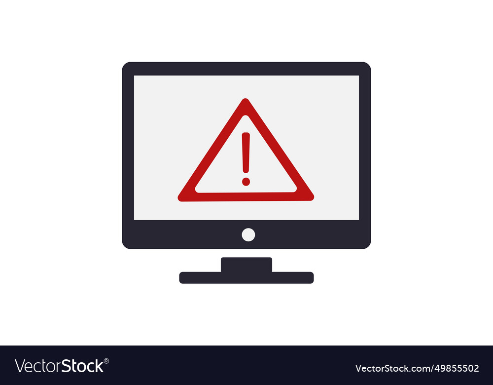 Cyber security warning icon with computer
