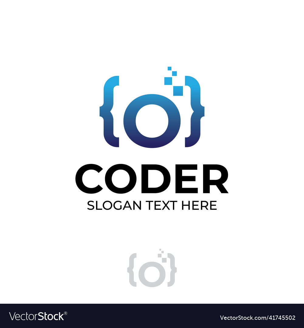 Digital code logo with letter o design coding