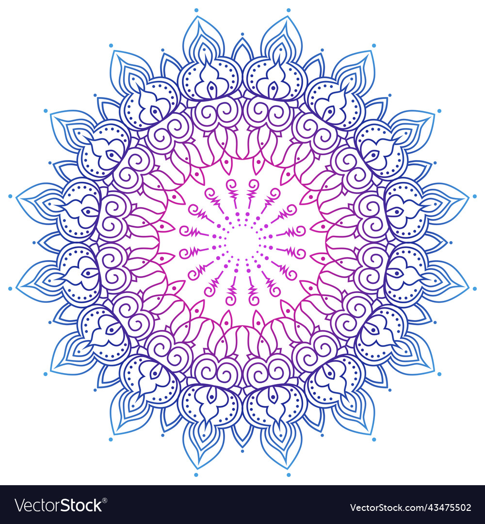 Gradient color mandala pattern vector image Gradient color mandala pattern