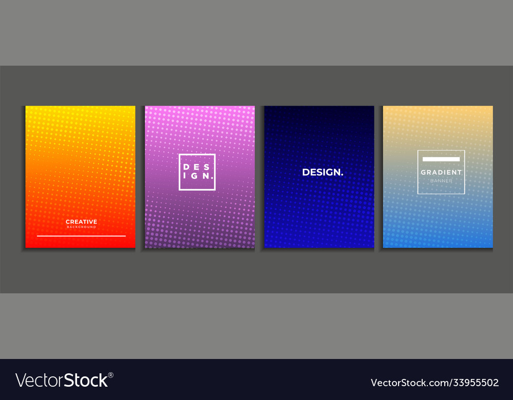 Gradient poster background set with halftone vector image Gradient poster background set with halftone
