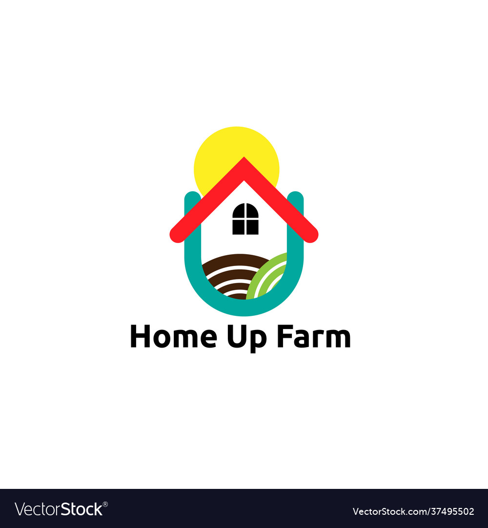 Home up with sun logo concept icon element Vector Image