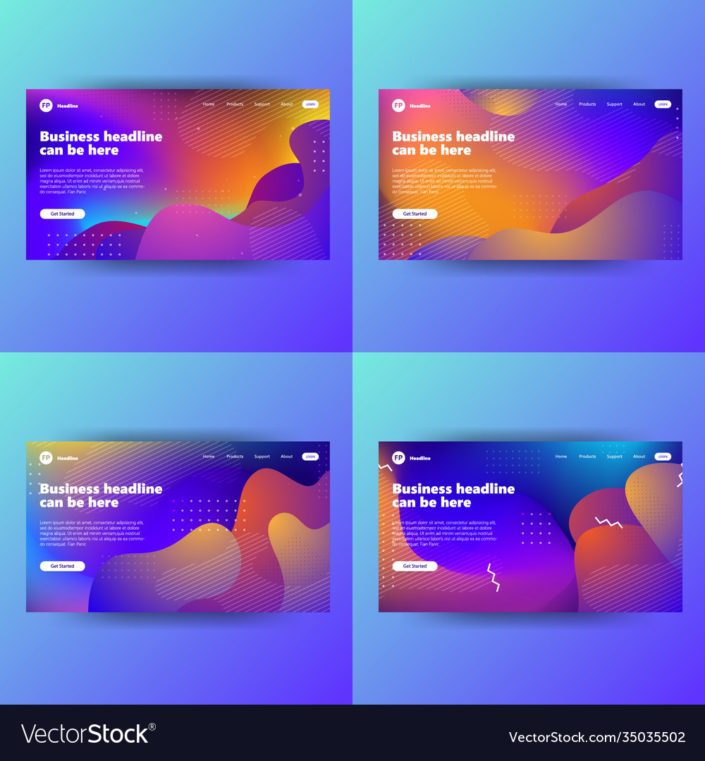Landing page template with gradient modern webpage vector image Landing page template with gradient modern webpage