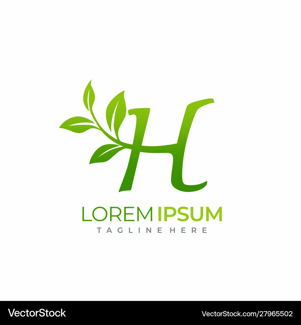 Letter h green plant leaf logo Royalty Free Vector Image