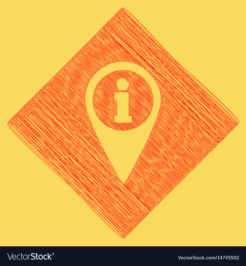 Map pointer with information sign red