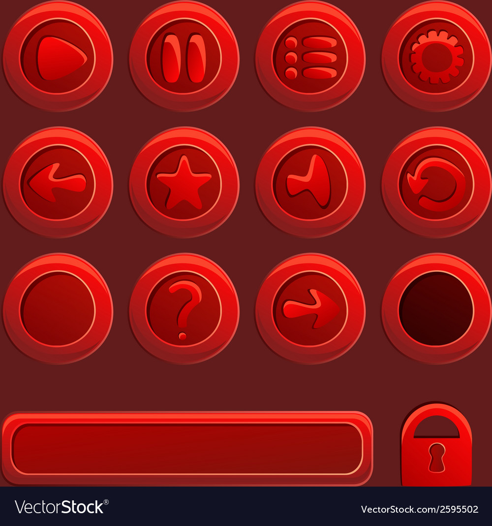 Mobile red elements for ui game - a set of play