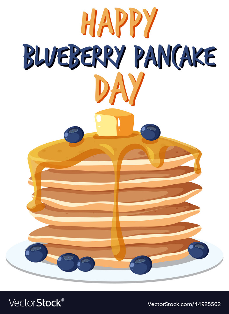 National blueberry pancake day banner Royalty Free Vector