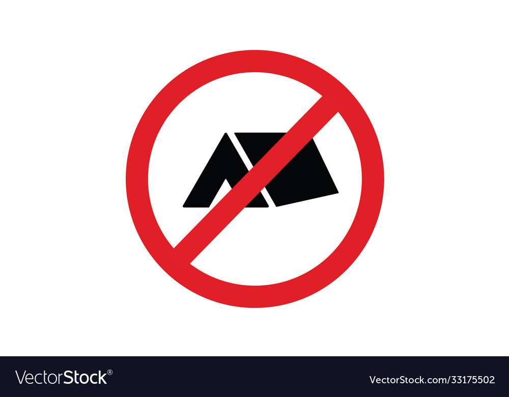 No camping tents prohibition sign ban