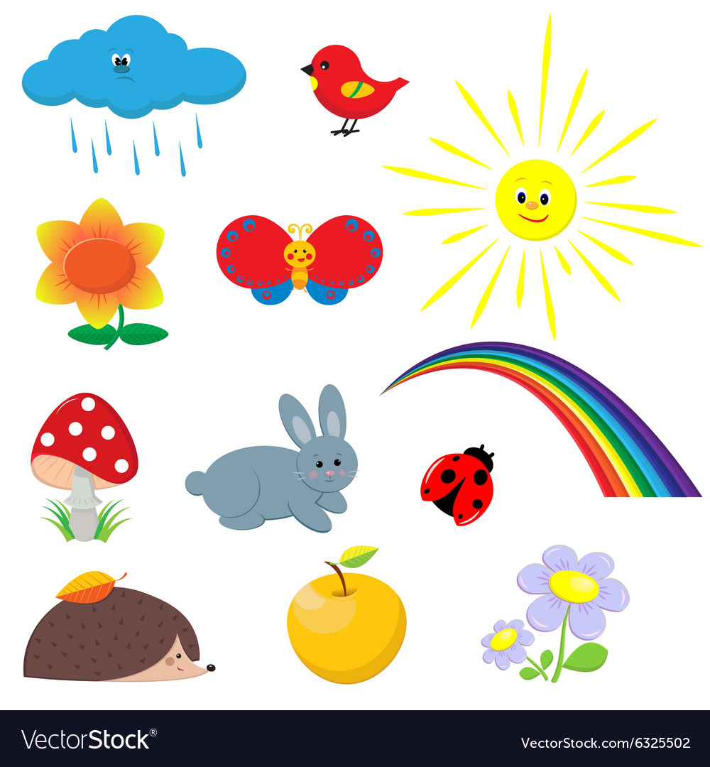 Pictures animals and flowers Royalty Free Vector Image