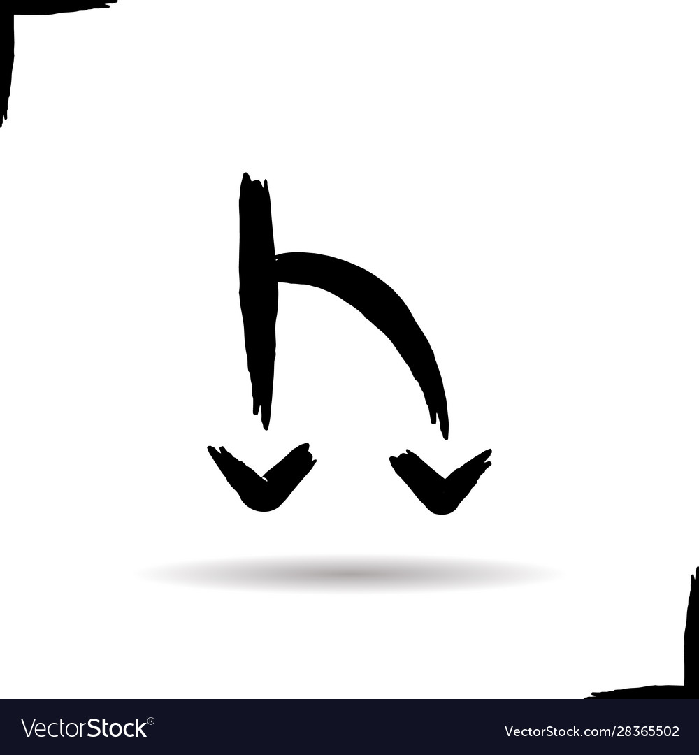 Road fork icon drop shadow symbol two arrows ink vector image Road fork icon drop shadow symbol two arrows ink