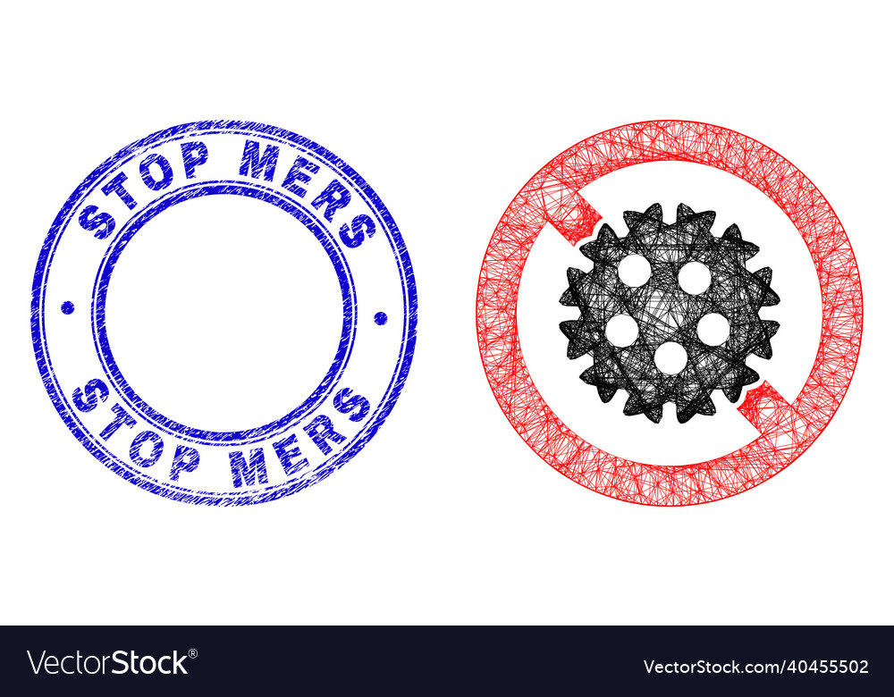 Scratched stop mers stamp and linear irregular vector image Scratched stop mers stamp and linear irregular