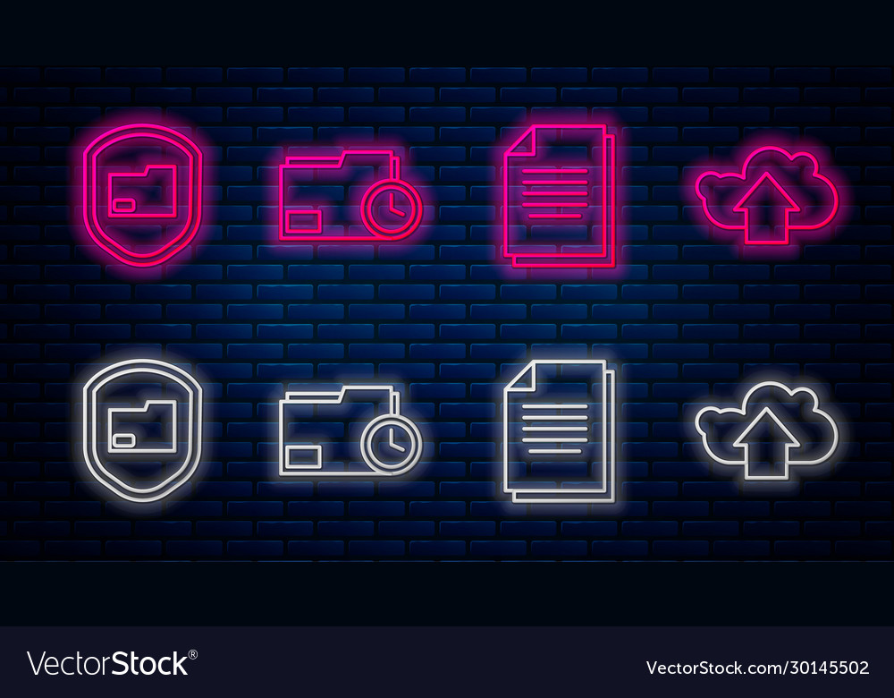 Set line document folder with clock vector image Set line document folder with clock