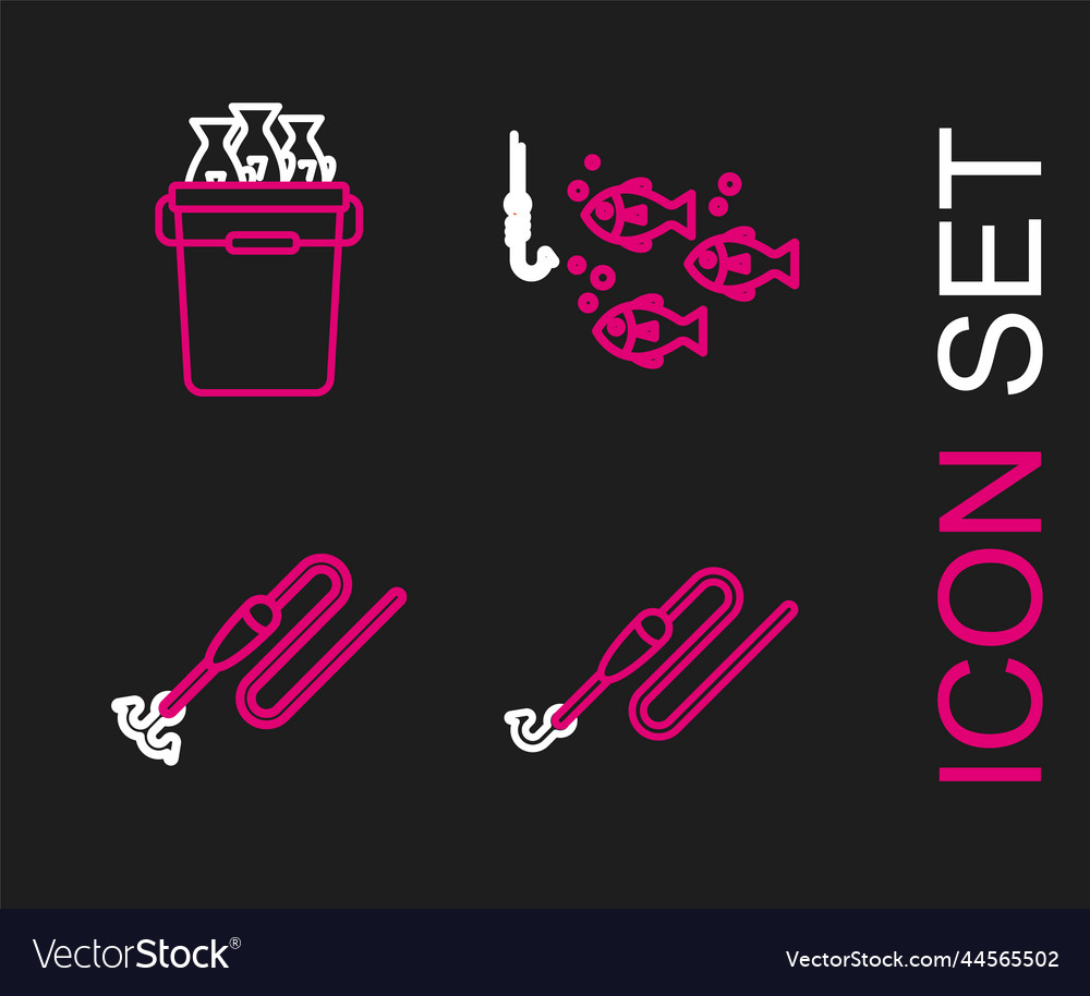 Set line fishing with hook and float under vector image Set line fishing with hook and float under