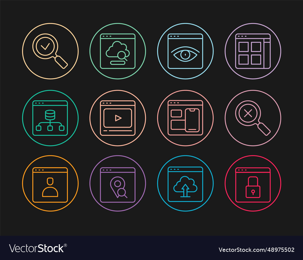 Set line secure your site with https browser vector image Set line secure your site with https browser