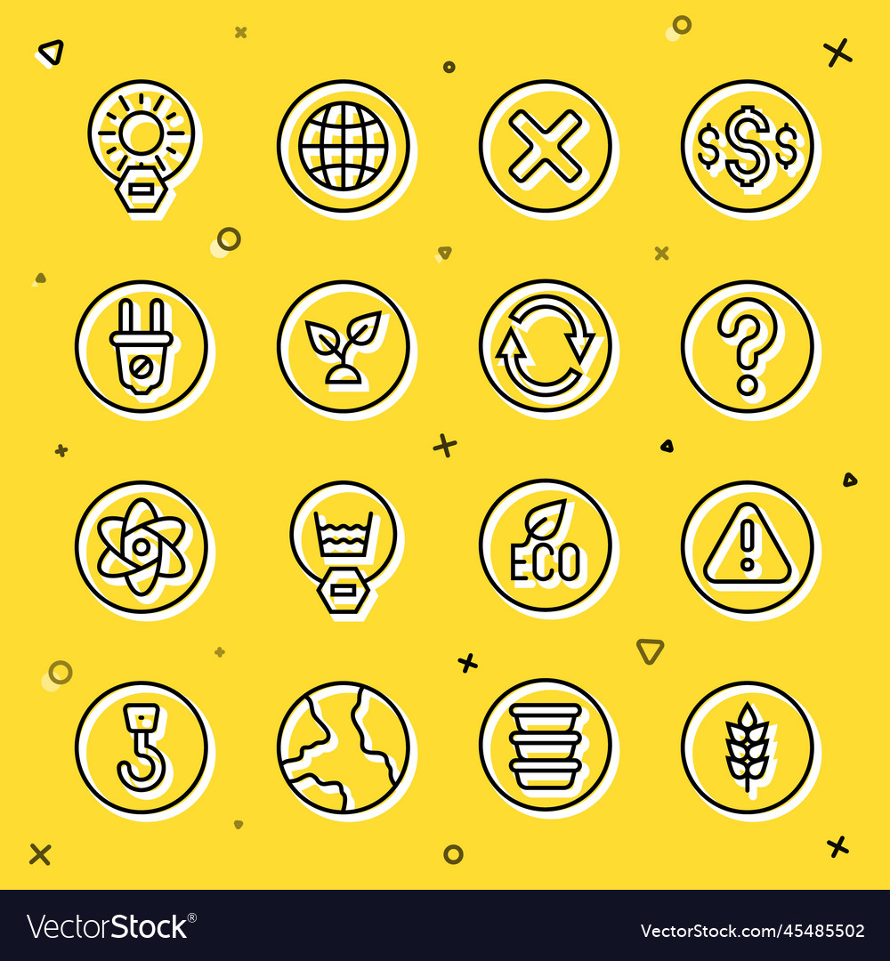 Set line wheat exclamation mark in triangle vector image Set line wheat exclamation mark in triangle