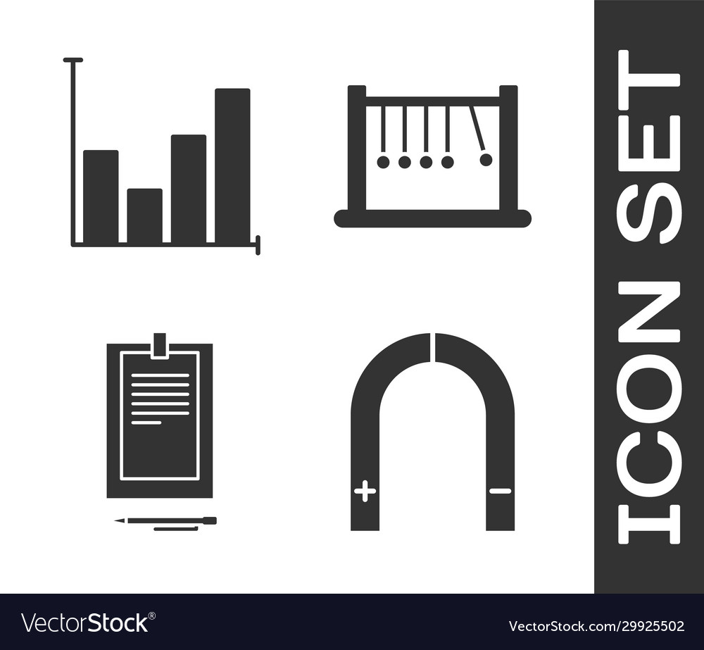 Set magnet pie chart infographic clipboard