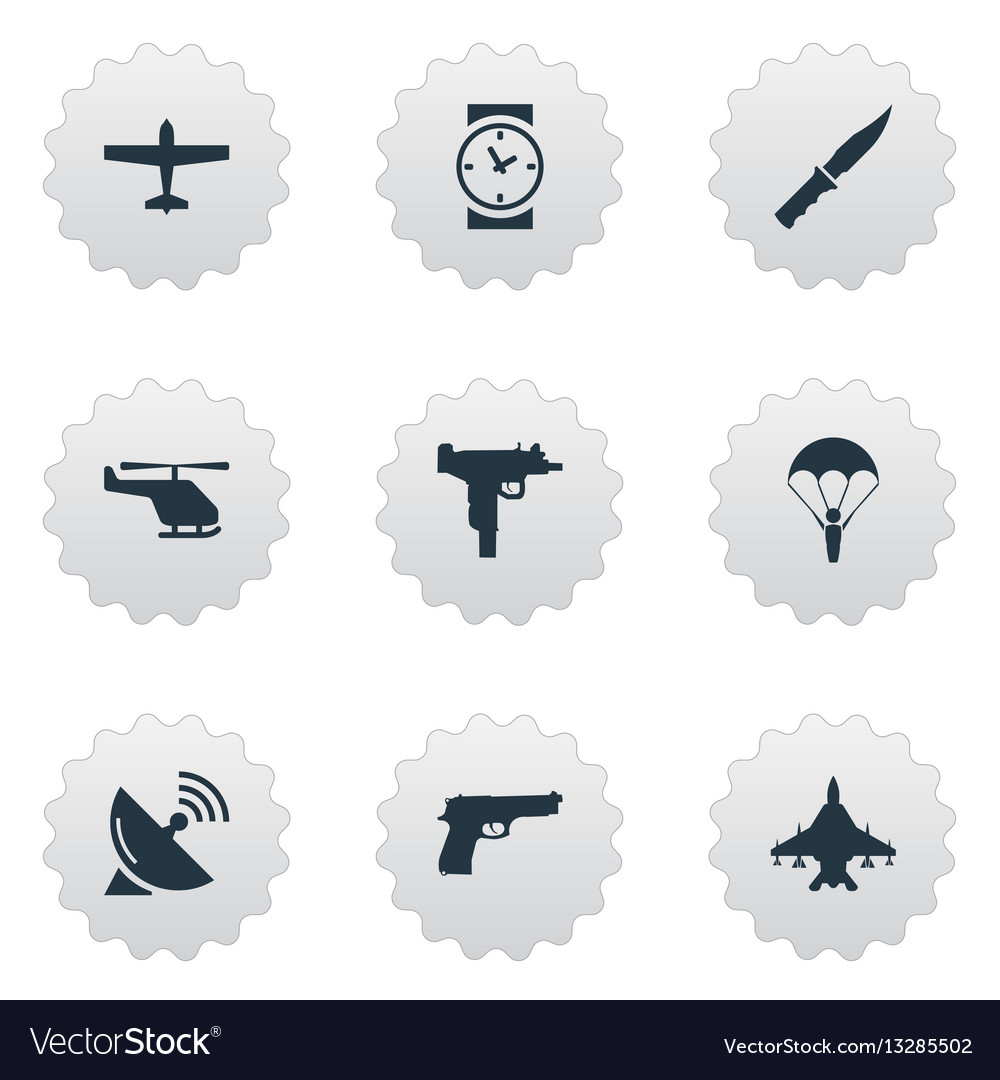 Set of 9 simple army icons can be found