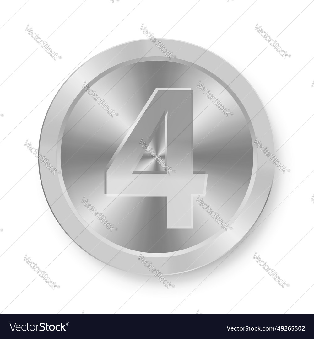 Silver coin with number four concept of internet