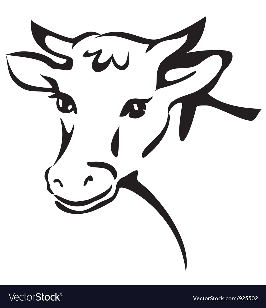 Smiling cow portrait sketch Royalty Free Vector Image