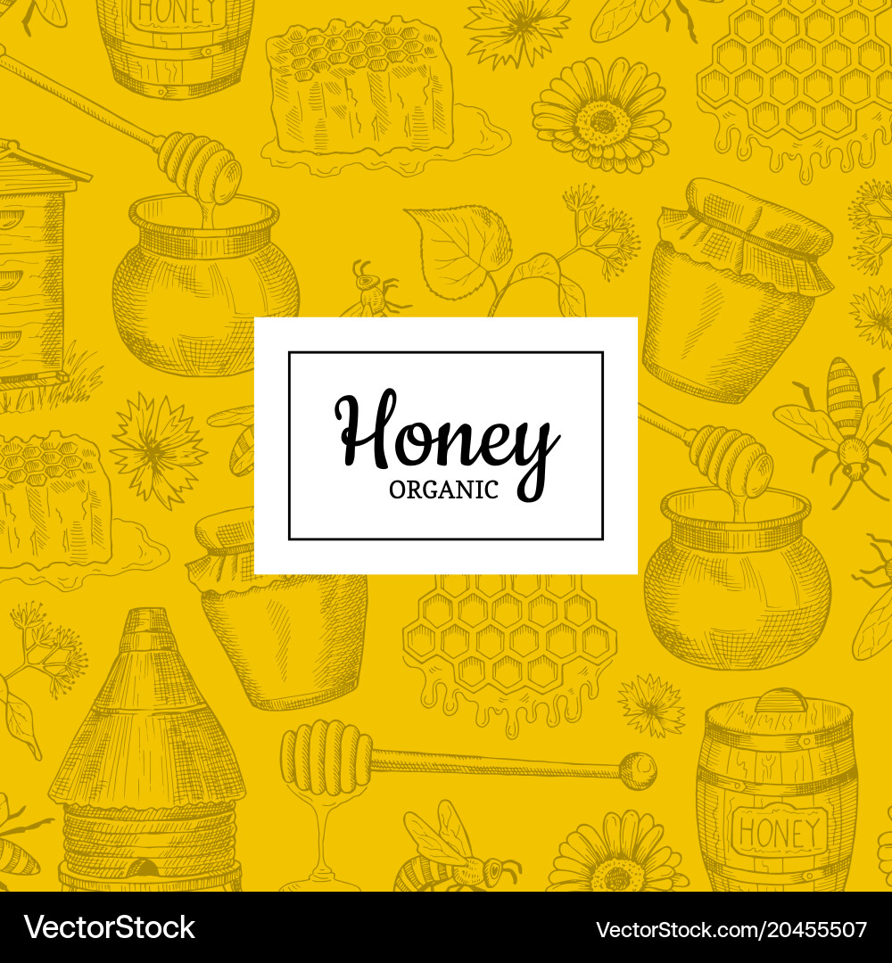 Background With Sketched Honey Elements Royalty Free Vector