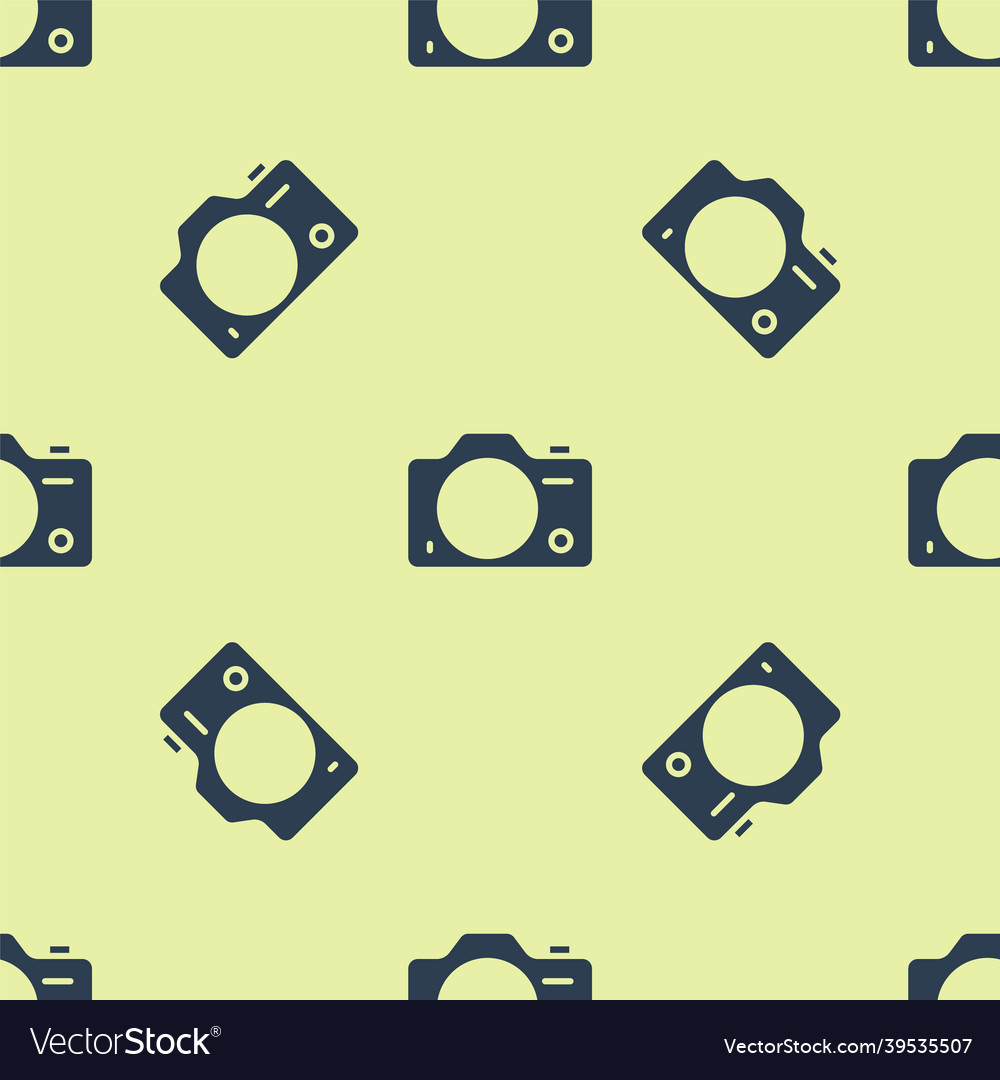 Blue photo camera icon isolated seamless pattern vector image Blue photo camera icon isolated seamless pattern
