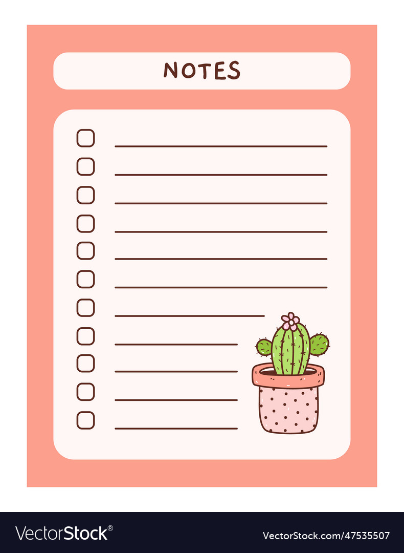 Cute Paper Note Printable Do List Stock Vector (Royalty Free