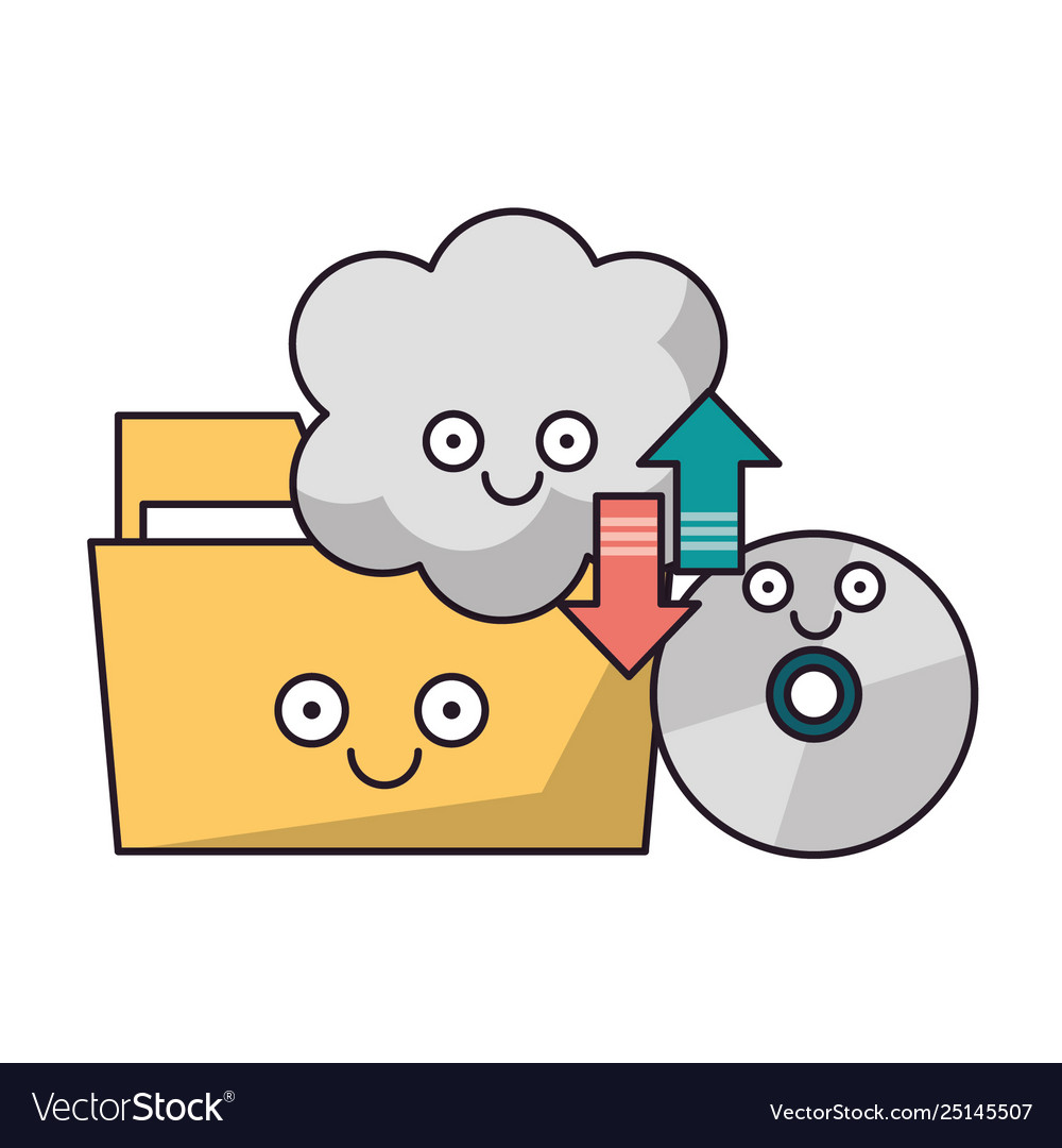 Folder and cd rom with cloud computing vector image Folder and cd rom with cloud computing