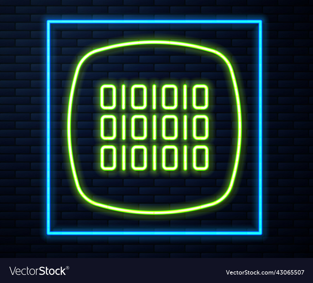 Glowing neon line binary code icon isolated vector image Glowing neon line binary code icon isolated
