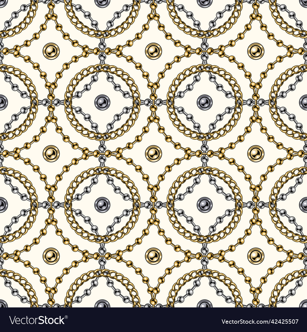 Metal chain pattern with circles of different size vector image Metal chain pattern with circles of different size