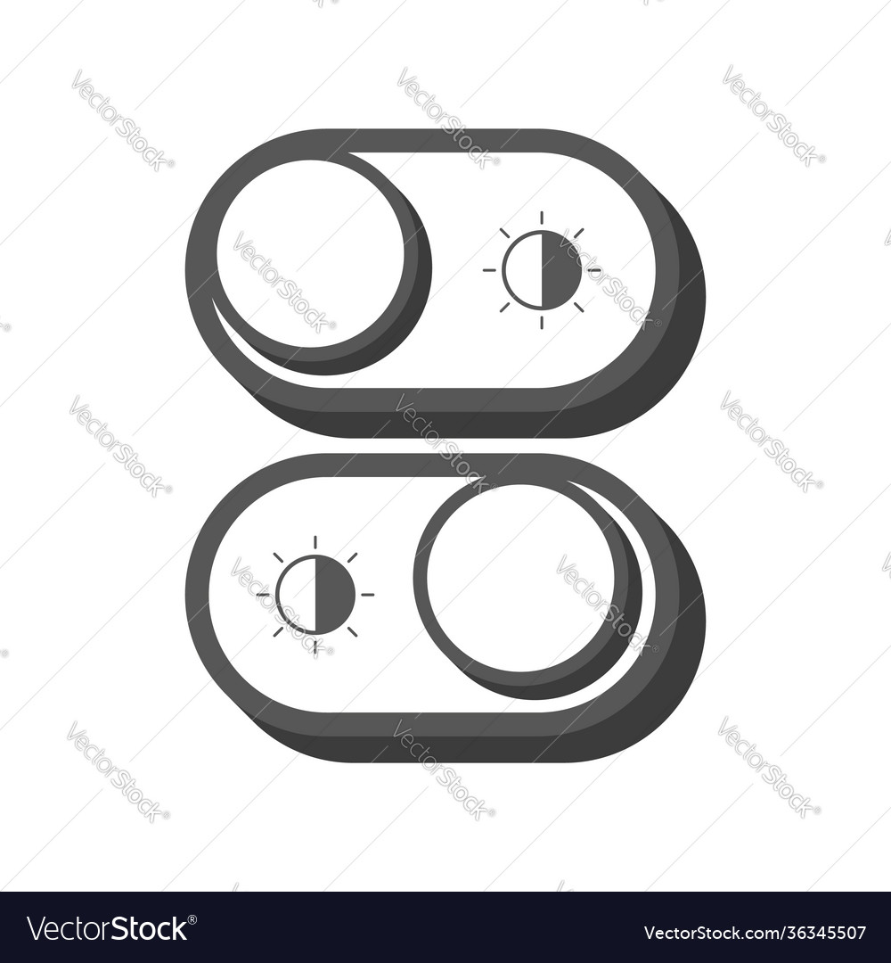 Modern flat button with dark mode switch on white vector image Modern flat button with dark mode switch on white