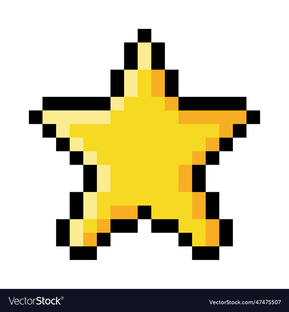 Pixel 8-bit star object as video game style vector image Pixel 8-bit star object as video game style