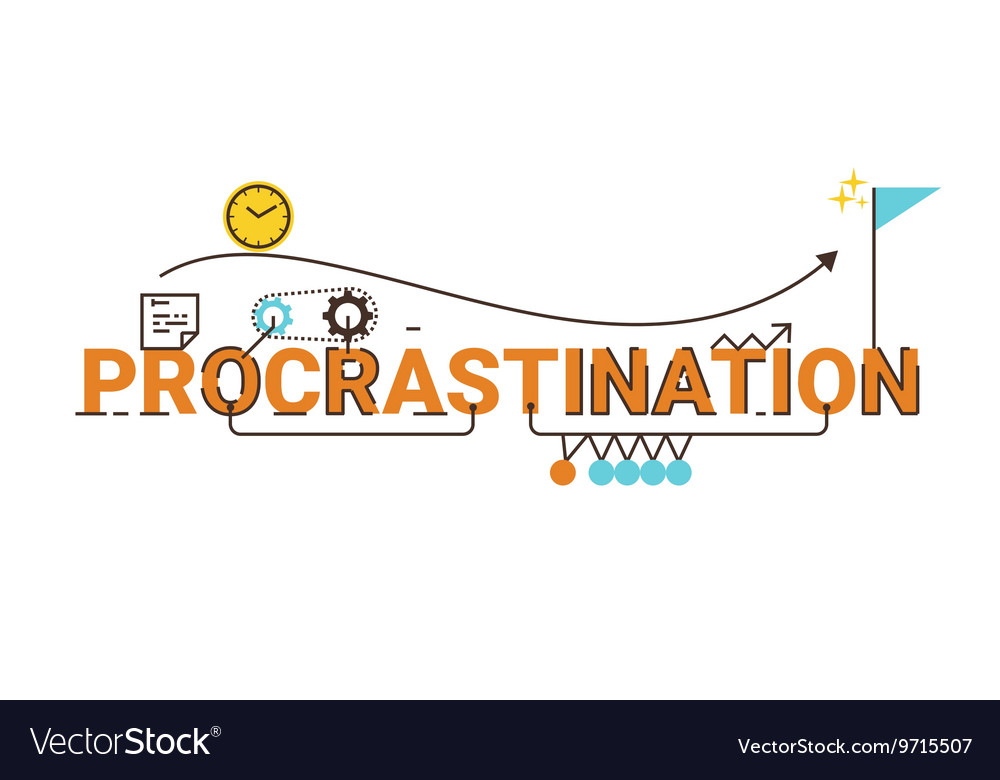 Procrastination word design Royalty Free Vector Image